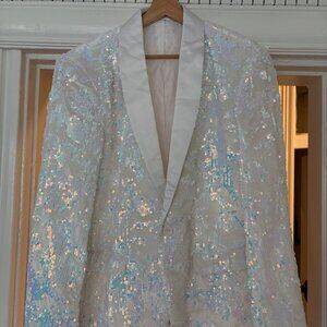 Men's White Sequin Suit